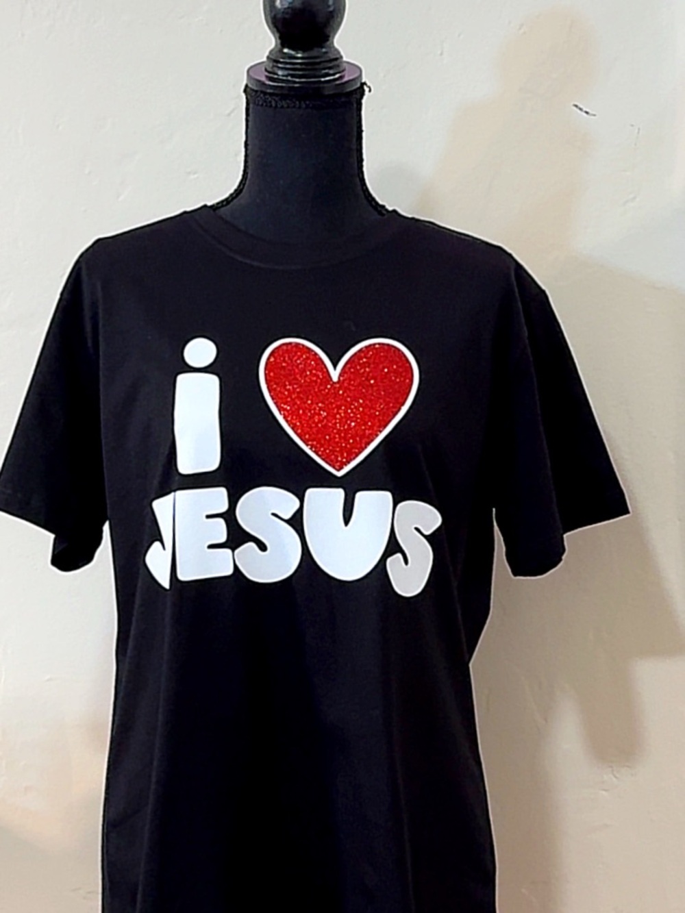 Woman’s "I ♥ Jesus" Graphic Tee - Black with Red Heart